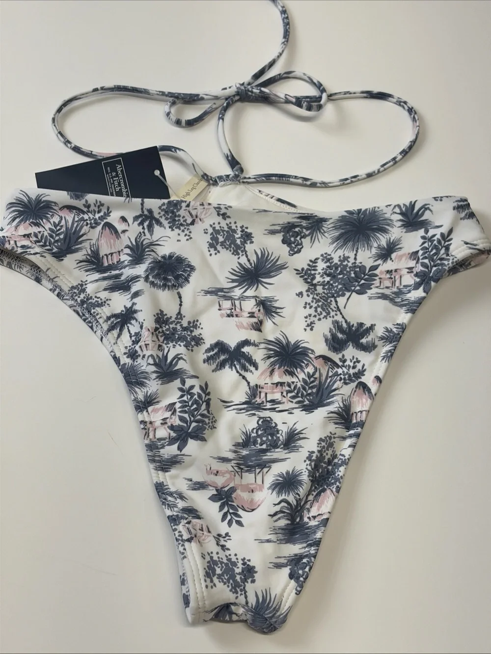 Abercrombie & Fitch Small High Leg Cheeky Bikini Bottom w/ Strap Waist